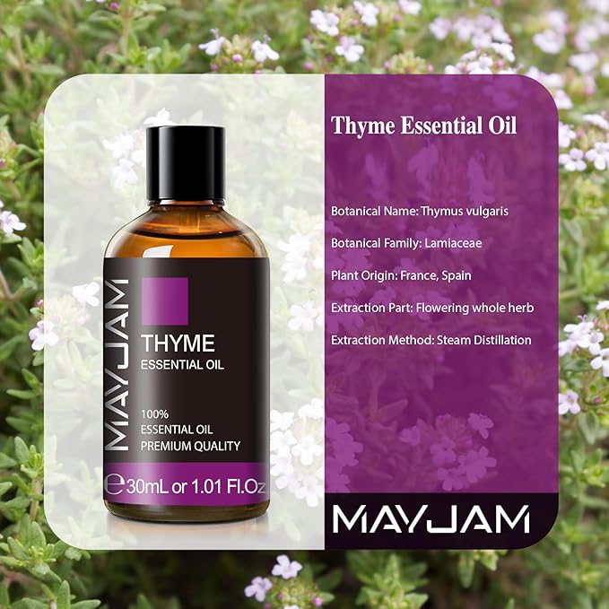 Essential Oil, Thyme Oil 1.01FL.OZ - Thyme Essential Oils for Diffusers for Home, Soap Candle Making Scents - 30ML