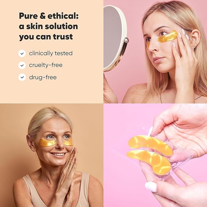 LE GUSHE K-BEAUTY Pimple Patches for Face (132 dots) & Under Eye Patches (30 Pairs). Gold Eye Mask with Collagen & Amino Acid, Cooling Eye Care for Wrinkles, Puffy Eyes & Dark Circles
