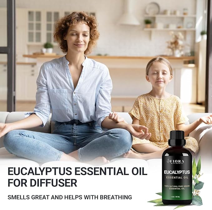 Eucalyptus Essential Oil - 100% Pure Eucalyptus Oil for Diffuser, Humidifier, Sinus, Cold, and Aromatherapy - Natural Eucalyptus Oil for Skin, Hair, Scalp and Massage