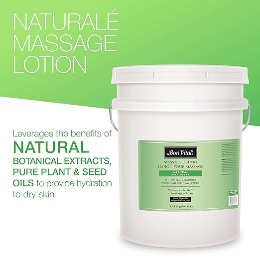 Bon Vital' Naturale Massage Lotion with Natural Ingredients for Earth-Friendly Massage, All Natural Moisturizer, Relieves Muscle Soreness and Increases Circulation, 5 Gal, Label may Vary