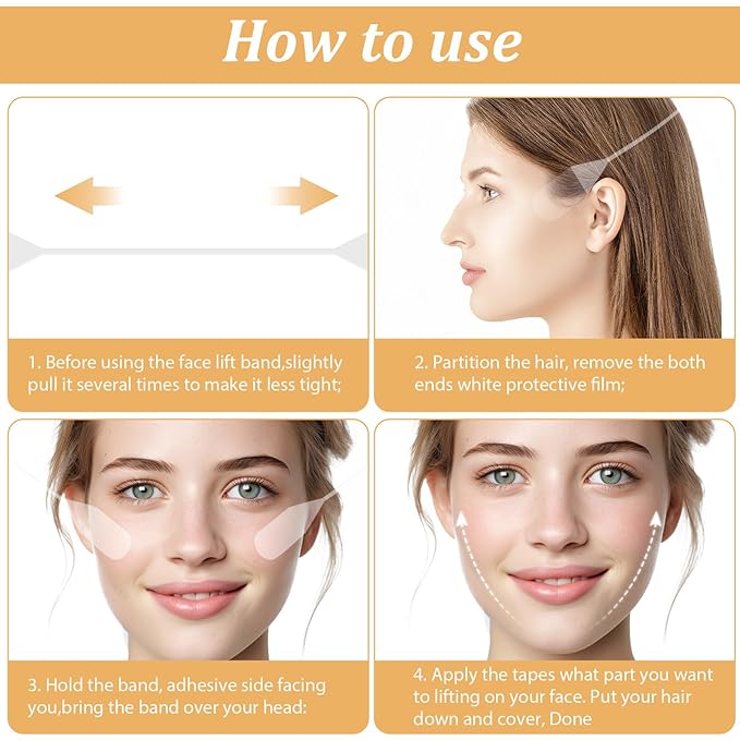 Face Lift Tapes Invisible, 20 Facelifting Tape for Face with 4 Bands Facial Patches V-Shape Face Lifting Stickers for Lifting Sagging Skin Female Neck Eye