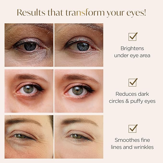 PLANTIFIQUE Gold Under Eye Patches for Puffy Eyes and Dark Circles 5 Pairs and Stainless Steel Gua Sha Facial Tool, Skin Massage Tool for Face, Body, Eyes, Neck, Heart Style with Travel Pouch