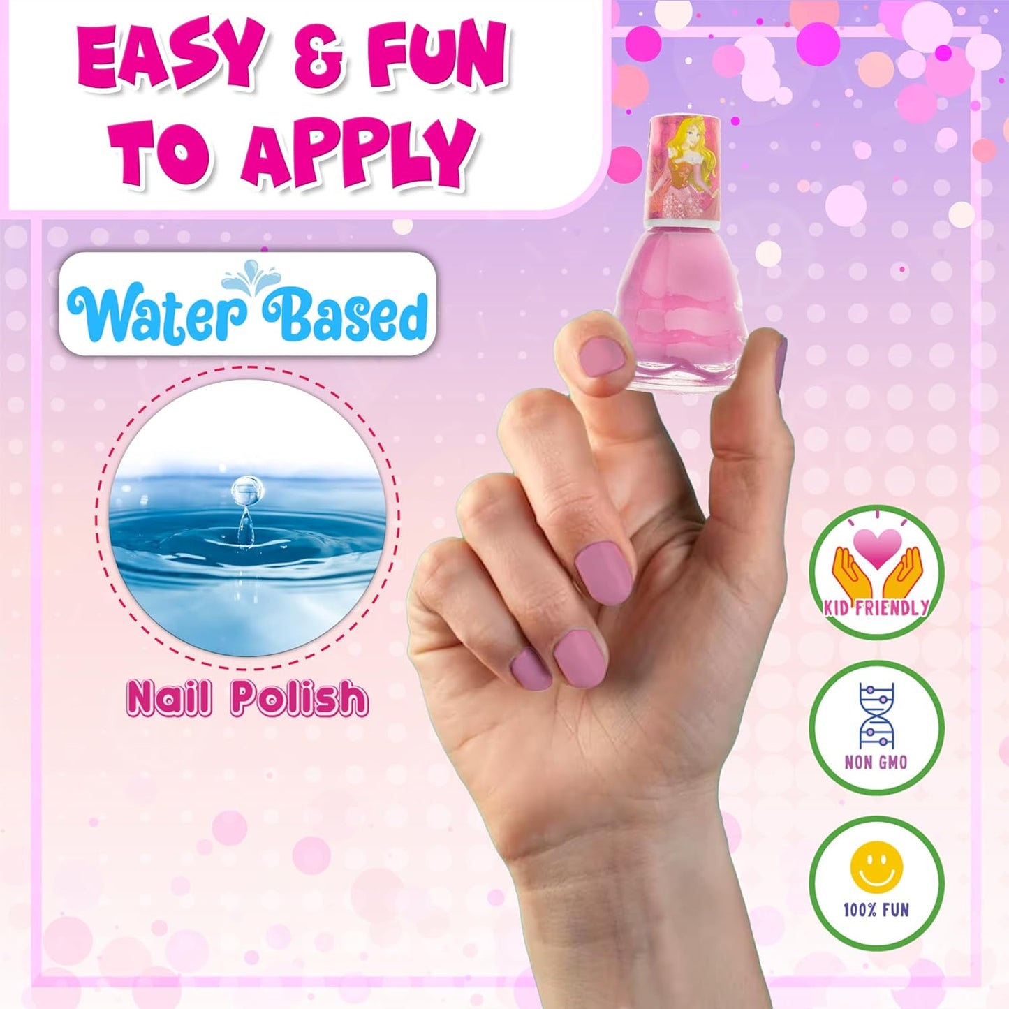 Townley Girl Disney Princess Non-Toxic Water-Based Peel-Off Quick Dry Nail Polish with Nail Separators|Gift Kit Set for Kids Girls|14 Pc Set - Perfect for Parties, Sleepovers and Makeovers