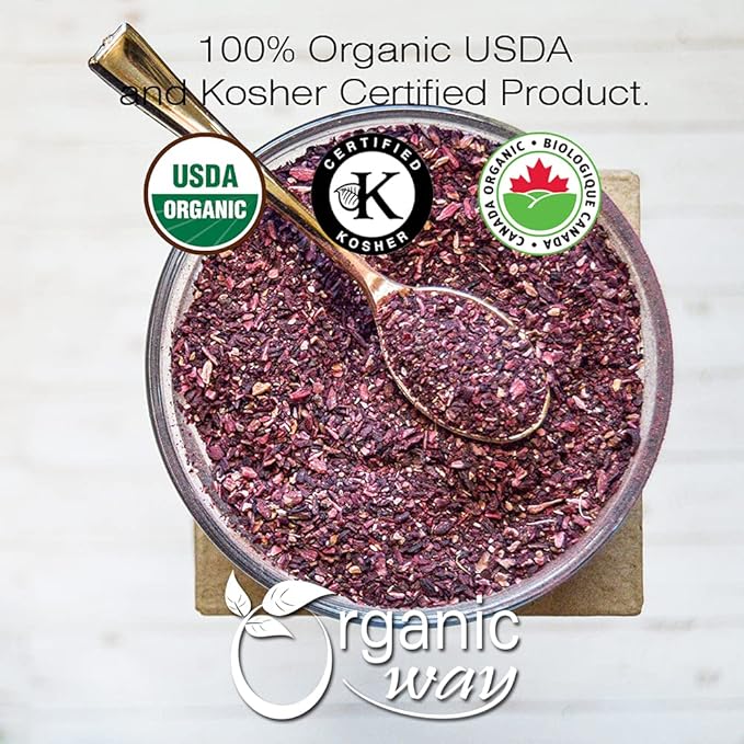 Organic Way Dried Hibiscus Flower Cut & Sifted(Hibiscus rosa-sinensis) | Herbal Tea - Organic & Kosher Certified | Raw, Vegan, Non GMO & Gluten Free | USDA Certified | Origin - India (1/2LBS / 8Oz)