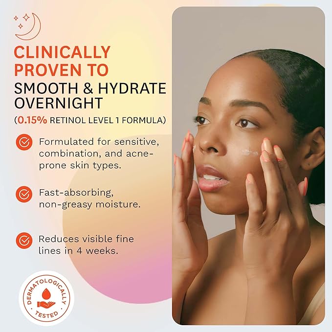 Fig.1 Retinol Night Cream | Face Hydrating Moisturizer With Retinol & Squalane | Night Cream For Women With Sensitive Skin | Dermatologist-Tested Wrinkle Reduction | Level 1 of 3, 50ml / 1.7 fl oz