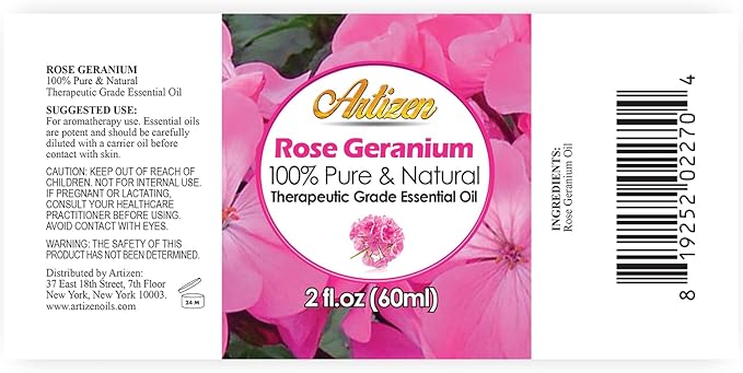 Artizen 2oz Oils - Rose Geranium Essential Oil - 2 Fluid Ounces