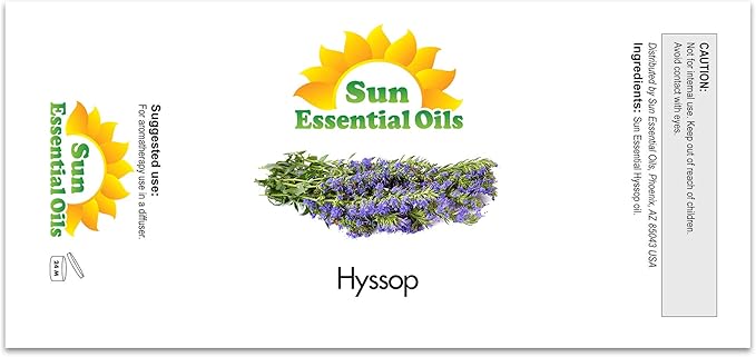 Sun Essential Oils - Hyssop Essential Oil 16oz for Aromatherapy, Diffuser, Soothing, Relaxation