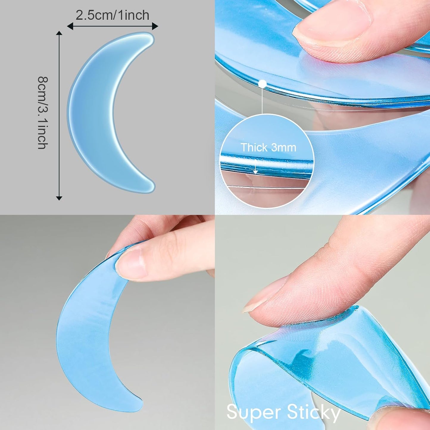 Syhood 12 Pieces Silicone Eye Wrinkle Pads Anti Aging Silicone Pads Reusable Reduce Skin Wrinkles Under Eye Patches Cleavage Pads for Mouth and Eyes(Blue)