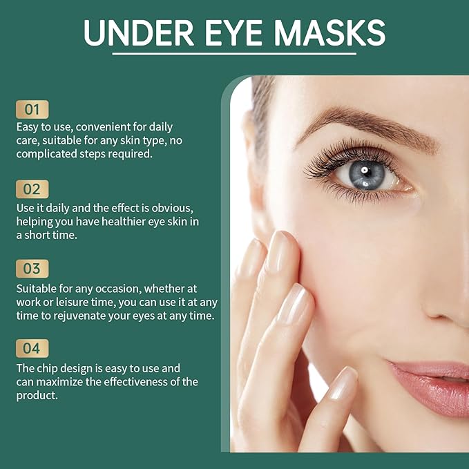 Under Eye Masks，Golden Cucumber Eye Mask 60 Tablets Set，Eye Mask for Fine Lines, Wrinkles, Dark Circles and Eye Puffiness，Suitable for Both Men and Women，5.64 OZ