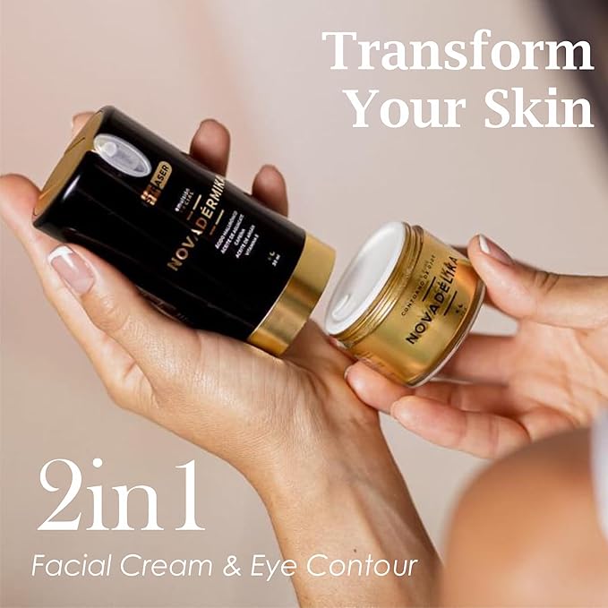 Novadérmika & Novadélika 2in1. Facial Emulsion and Eye Contour - Nourishes, Hydrates, Rejuvenates and leave your Skin with a Radiant Glow - Anti-aging - Cactus Blossom Fragrance.