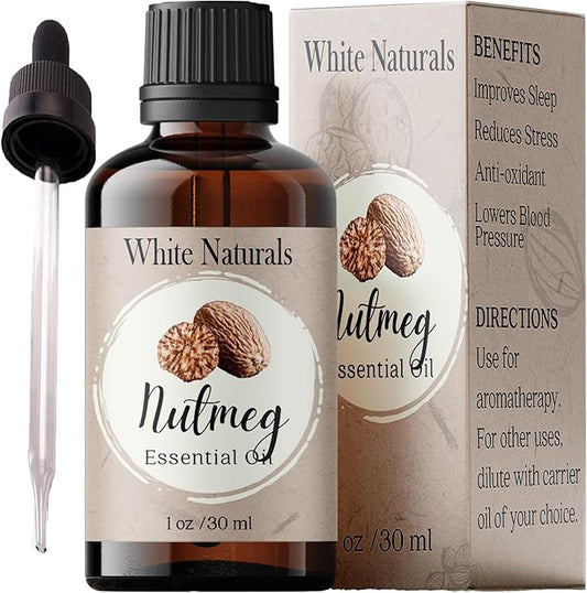 Organic Nutmeg Essential Oil - 100% Pure & Natural -Premium Therapeutic Grade with Premium Glass Dropper - Undiluted Natural/Homeopathic Aromatherapy Scented, Great for DIY Candle Making, Massage