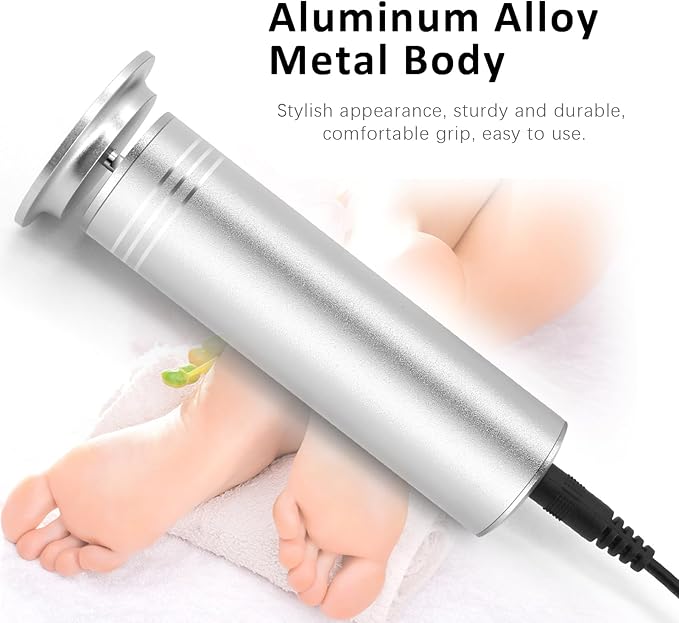 Upgraded Electric Foot Callus Remover 0-1200rpm, Professional Electric Pedicure Tools Foot Filer Sander for Dead Skin Cracked Heels, Adjustable Speed, 60 Replaceable Sandpaper Discs, FCR-2 Silver