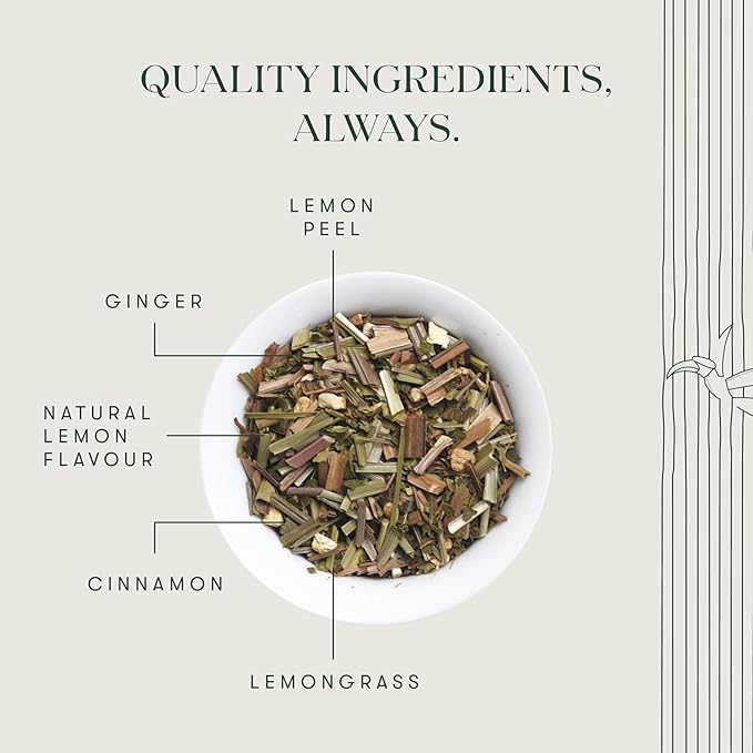 Luxmi Estates Lemon Ginger Root - 50gm Tin Loose Leaf | Certified Organic Herbal Tea | Citrus Flavor & Aroma | Lemon Peel, Ginger, Lemongrass, Licorice