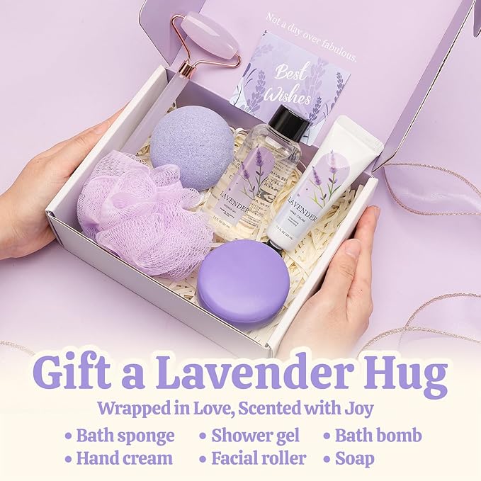 Gift Set for Women,Lavender Relaxing Bath and Body Gift Baskets Self Care Gift Ideas Birthday Gifts, Valentine's Day, Mothers Day, Christmas Gifts