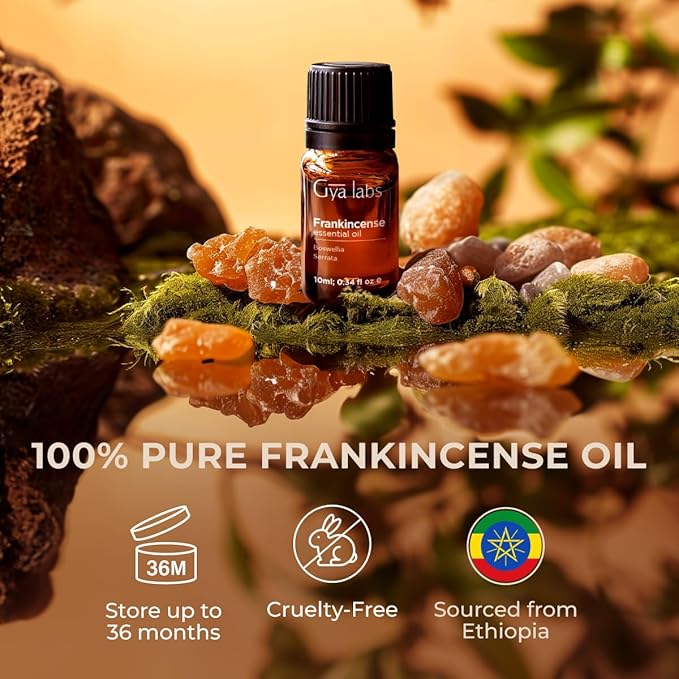 Gya Labs Frankincense Essential Oil for Face - 0.34 Fl Oz - 100% Pure Natural Frankincense Oil for Skin, Body Massages & Candle Making - Premium Grade for Wellness & Comfort - Woody & Calming Scent