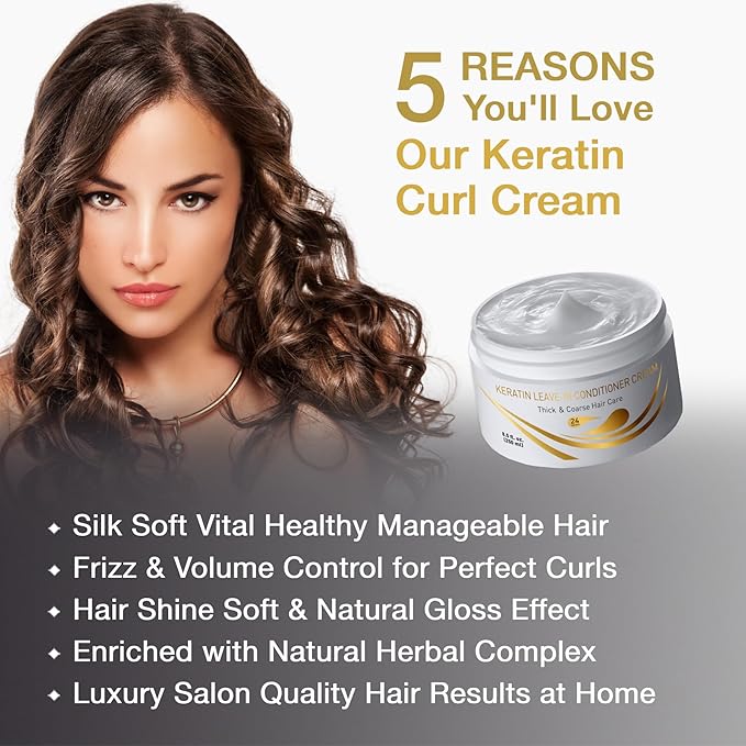 Vitamins Keratin Leave-In Conditioner and Hair Mask Kit - No Rinse Moisturizing Cream and Repair Treatment for Dry, Damaged, Curly, Wavy, Straight, Thick & Coarse Hair - Pro Salon Hair Care
