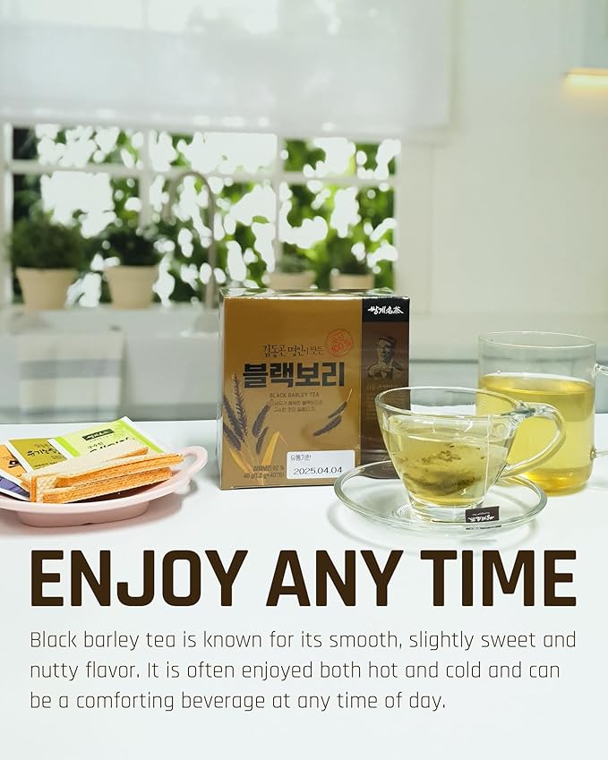 Ssanggye Black Barley Tea 1.2g x 40 Tea Bags, Premium Korean Herbal Tea Hot Cold Grain Soft Deep Nutty Taste Teabag Loose Leaf 4 Seasons Made in Korea