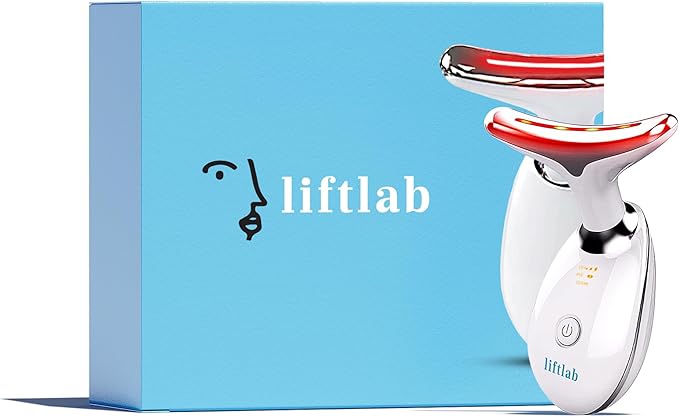 LiftLab Skin Sculptor - 3-in-1 LED Light Facial and Neck Massager - Rejuvenation, Relaxation & Firmness - Red, Blue & Green Light Modes - Portable, Ergonomic Design for Home Skincare