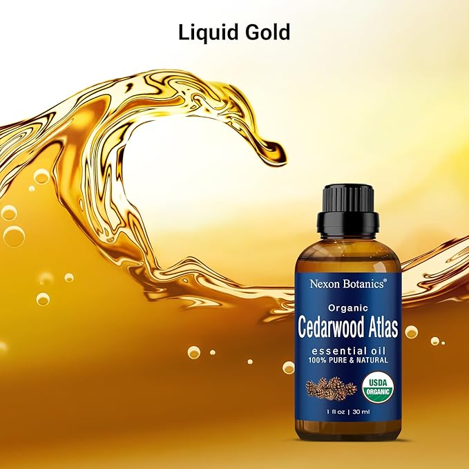 Organic Cedarwood Essential Oil 30 ml - Pure Natural Cedar Wood Oil for Diffusers, Aromatherapy & Hair Growth - Aceite de Cedro Puro - Nexon Botanics