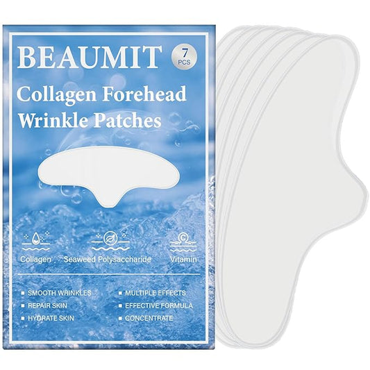 Collagen Forehead Wrinkle Patches Overnight 7pcs, Anti-Wrinkle Facial Patches for Face and Forehead Fine Lines & Frown Lines for Youthful, Firmer, and Smoother Appearance