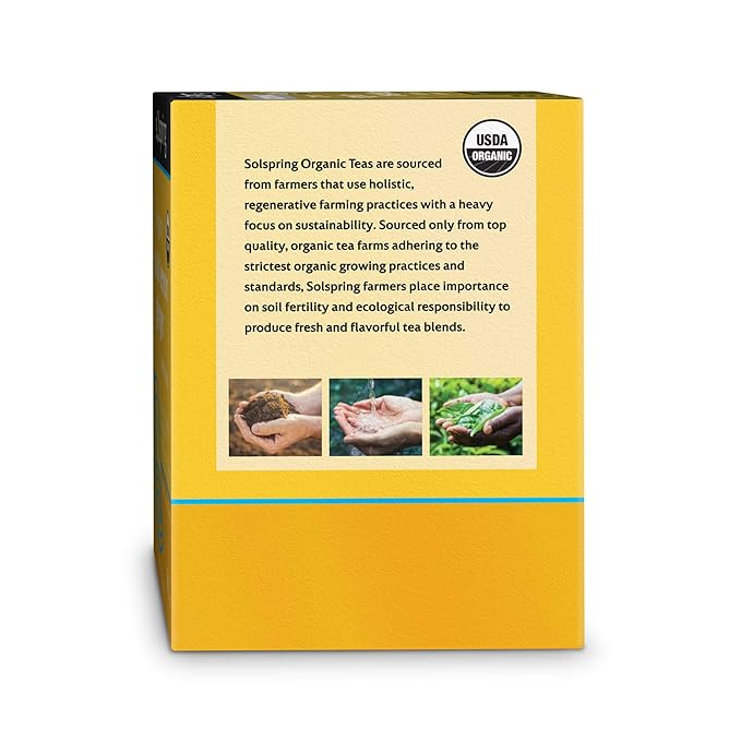 Dr. Mercola Solspring Organic Tulsi Lemon Ginger Herbal Tea, 18 Tea Bags, Naturally Caffeine Free, USDA Organic, Organic Demeter Certified