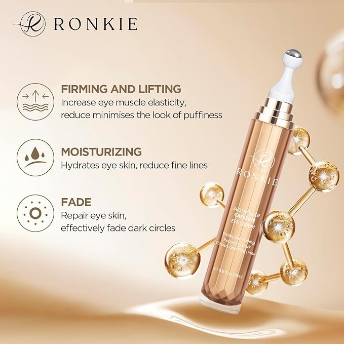 Eye Cream for Dark Circles: Under Eye Cream with Caffeine Retinol - Reduces Under Eye Bags and Fine Lines Gold