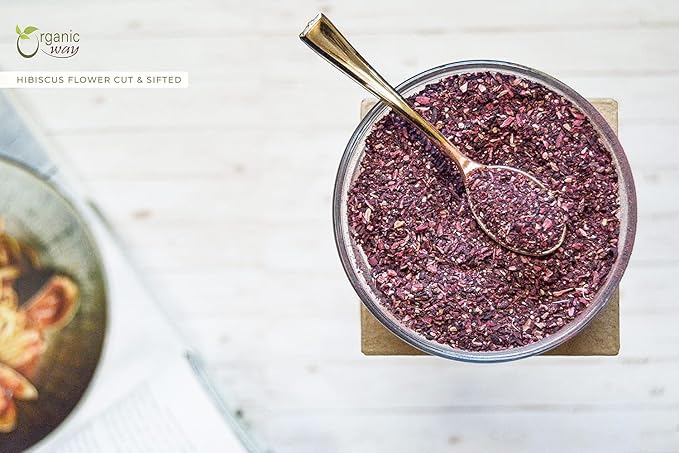 Organic Way Dried Hibiscus Flower Cut & Sifted (Hibiscus rosa-sinensis) | Herbal Tea - Organic & Kosher Certified | Raw, Vegan, Non GMO & Gluten Free | USDA Certified | Origin - India | 2 Ounce (Pack of 1)