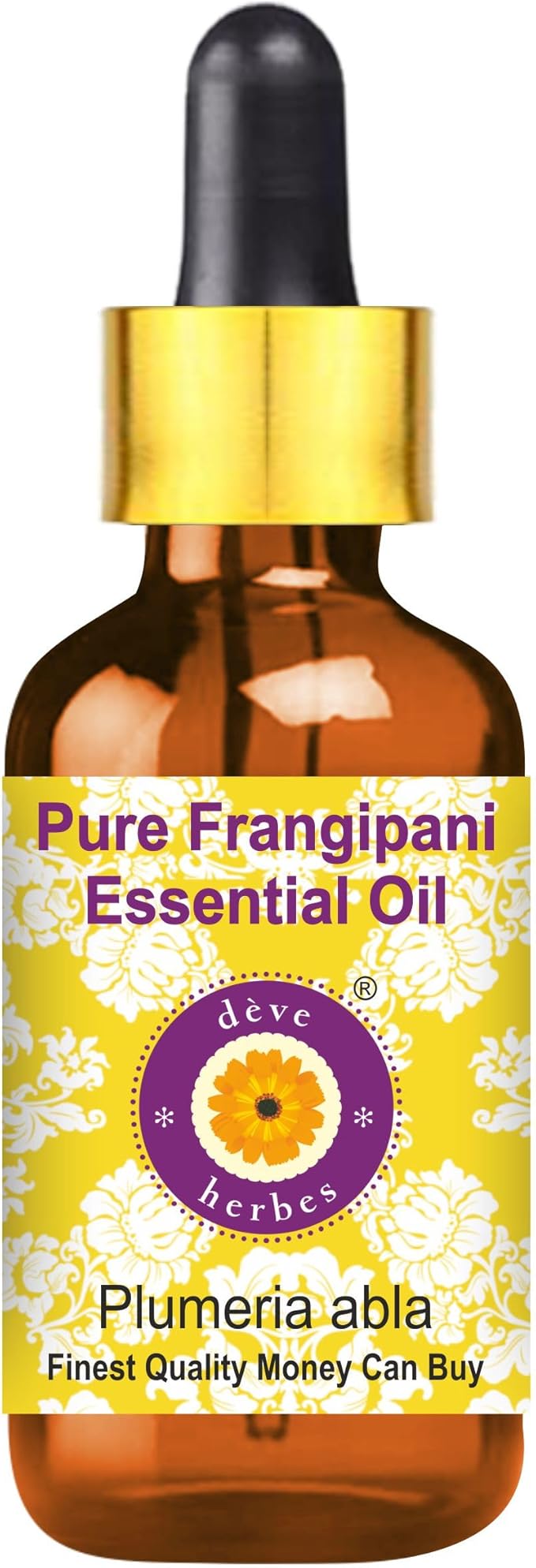 Deve Herbes Frangipani Essential Oil (Plumeria alba) with Glass Dropper Steam Distilled 5ml (0.16 oz)