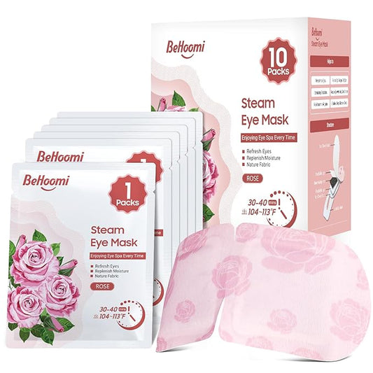 Steam Eye Mask, 10 Packs Heated Eye Mask, Self Heating Disposable SPA Warm Compress for Eyes Sleep Mask, Soothing Moist Heat Eye Masks, Travel Essentials & Relaxation Gifts (Rose Scent)