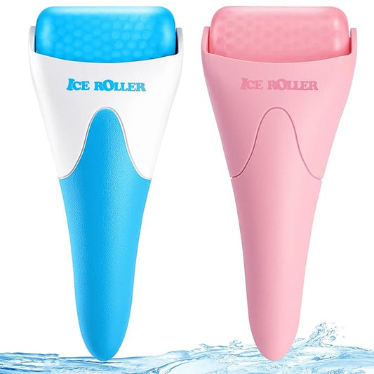 Ice Rollers, 2 Packs Self Care Tools for Reduces Puffiness, Migraine Pain Relief and Energizes Skin, Ideal Gift for Women and Suit for All Skin Types(Blue+Pink)