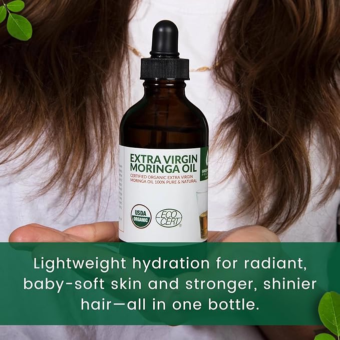 Organic Moringa Oil, Cold Pressed, Extra Virgin, 100% Pure, Food Grade