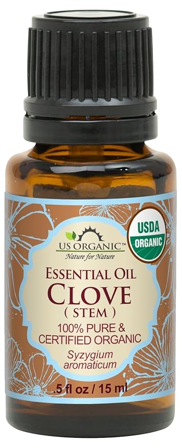 US Organic 100% Pure Clove Stem Essential Oil - USDA Certified Organic, Steam Distilled (15 ml)