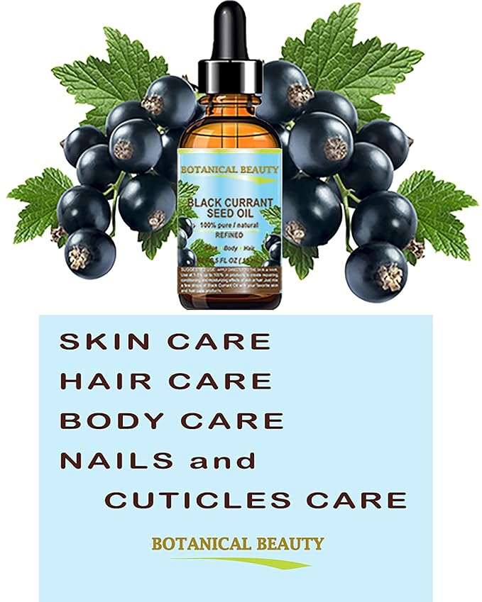 BLACK CURRANT SEED OIL 100% Pure Natural Undiluted Refined Cold Pressed Carrier oil. 2 Fl.oz. - 60ml For Face, Skin, Hair, Lip, Nails. Richest in Gamma Linolenic acid, Omega 3 by Botanical Beauty