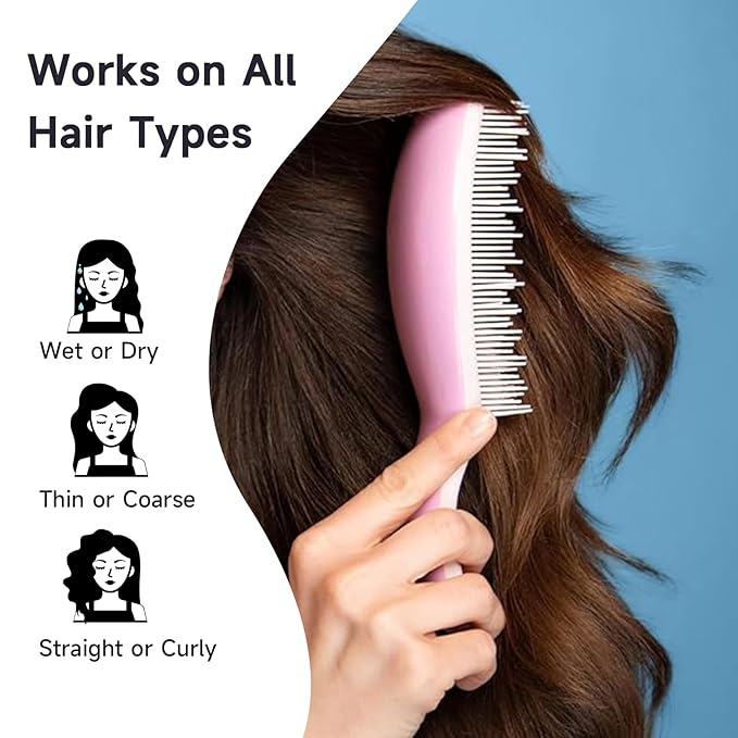 Supreme Brush + Cleaner, Gentle Detangling, Detangler Hair Brush for All Hair Types. For use on Wet or Dry Hair (Lavender Pink)