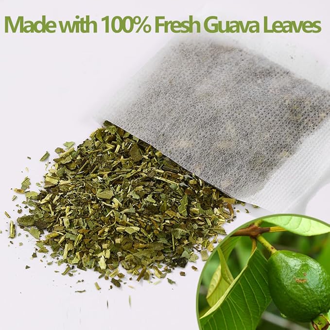 Premium 100 Guava Leaf Tea Bags, Made with 100% Natural Guava Leaves, No Additives & Caffeine Free.