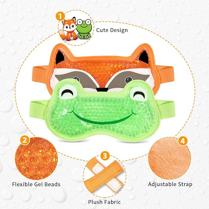 Bundle of CONBELLA Cold Face Eye Masks Ice Face Mask Hot Cold Compress and 2PCS Adorable Cooling Eye Mask Gel Eye Mask