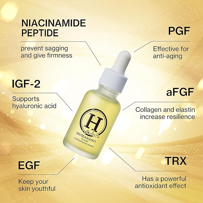 Japanese Placen Niacinamide Face Serum, 100% concentrated, EGF, FGF, "HUMANANO", Paraben Free, Alcohol Free, Mineral Oil Free, Cruelty Free (1.01 fl.oz.)