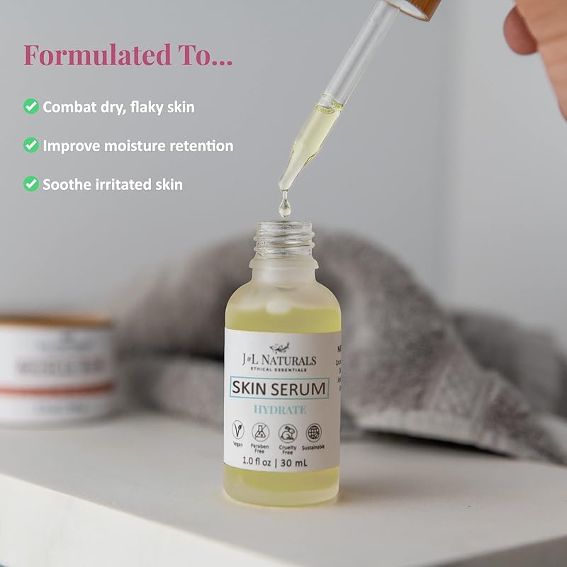 J&L Naturals | Face & Body Oil for Oily, Sensitive, Dry, Combination, Mature, & Dull Skin Types | With Jojoba Oil, Grapeseed Oil, Sunflower Oil, & More (1 Fl Oz (Pack of 5), Variety)