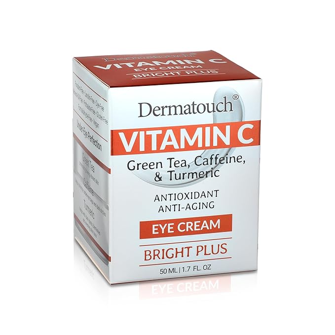 DERMATOUCH Vitamin C Eye Cream with Green Tea Caffeine & Turmeric, 1.7 fl oz - Made in America
