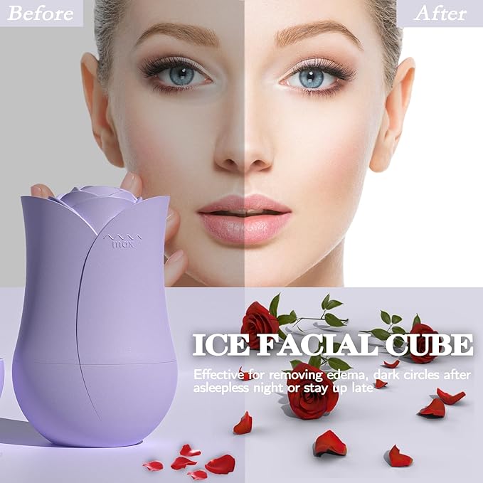 Ice Roller For Face，Cryo Cube Ice Roller For Facial And Eye,Skincare Tools,For Relieving Facial Edema, Shrinking Pores, And Lifting And Firming The Skin (Purple)
