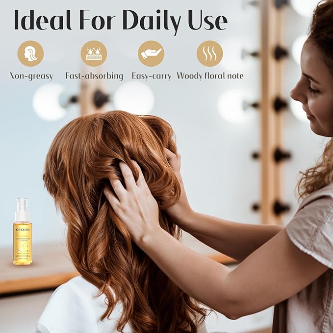 Olive Oil Serum for Frizz Control, Hair Repair Serum,24K Gold Argan Oil Coconut Oil Olive Oil and Vitamin E for Split Ends Hair Treatment, Add Shine, 3 Pack