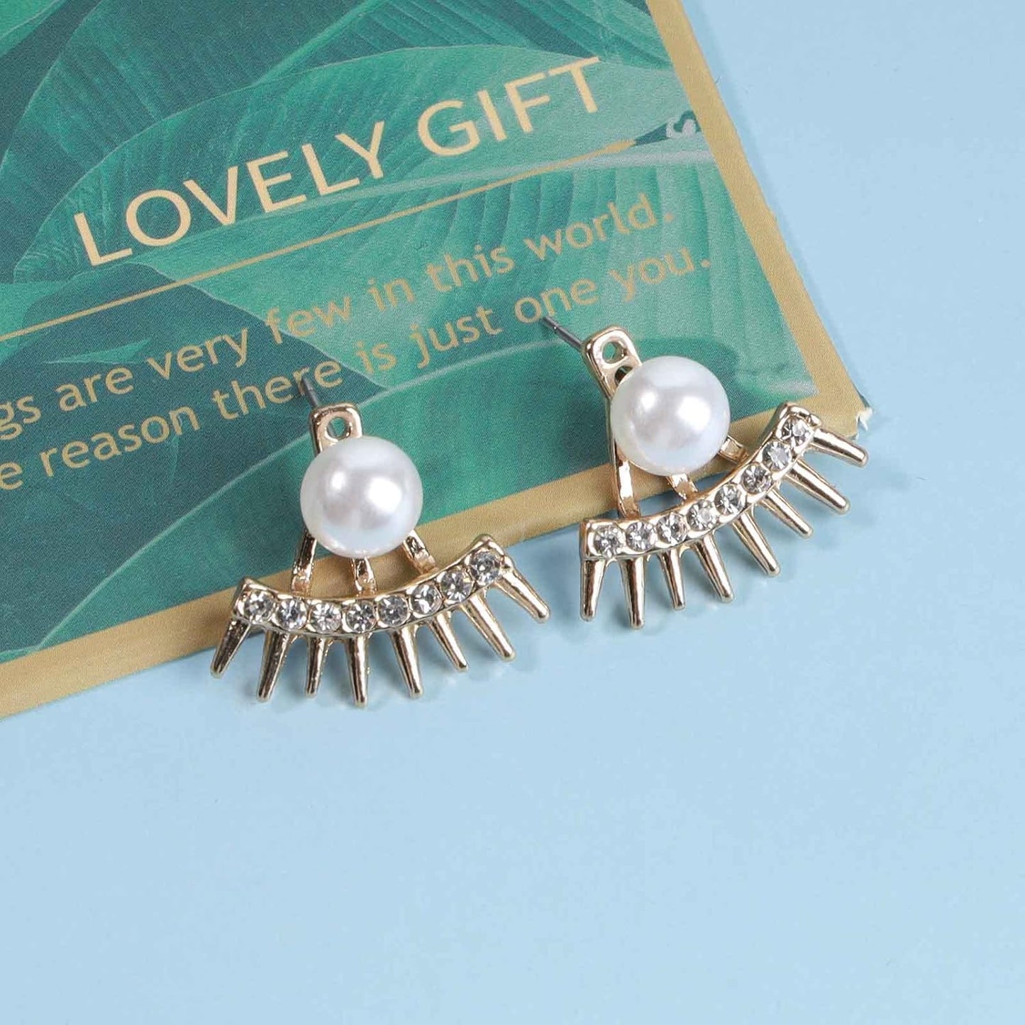 Punk Spike Ear Jacket Earrings Gold Pearl Studs Earrings Minimalist Front Back Studs Earrings Modern Edgy Earrings Jewelry for Women and Girls Gift