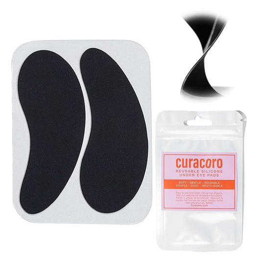 Curacoro Reusable Eye Pads, Silicone Under Eye Patches Lash Lift Cover Eyelash Extension | Soft Pads for Sensitive Skin during Eyelash Perm Lamination & Lash Extensions Remover (Black, Style 3)