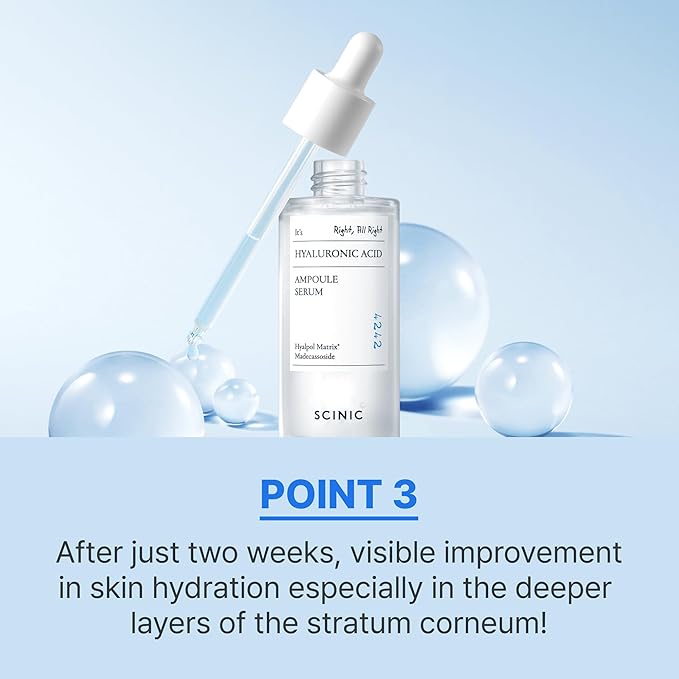 SCINIC Hyaluronic ACID Ampoule Serum 50ml, 1.69oz / 5 types of hyaluronic acid, moisture retention, inner dryness/Korean Ampoule/korean skin care