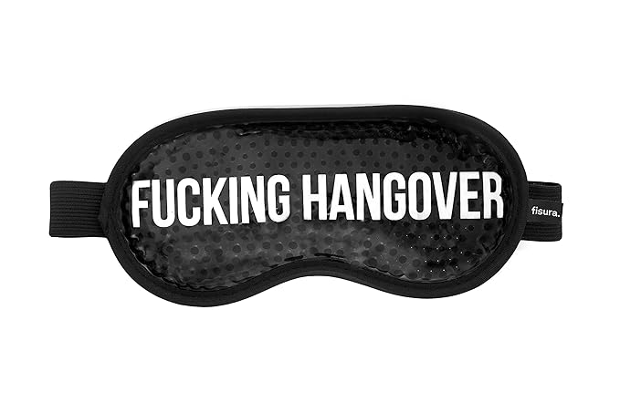 Fisura - Cooling gel eye mask F*cking hangover. Black hangover eye mask. Gel mask for puffy eyes and dark circles. Cold/Warm Therapy. Includes a Storage Pouch. 7,28 x 3,54 inches