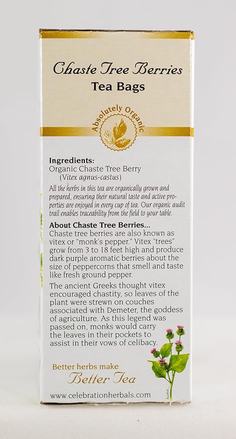 Celebration Herbals Organic Chaste Tree Berries Tea, 24 Bags