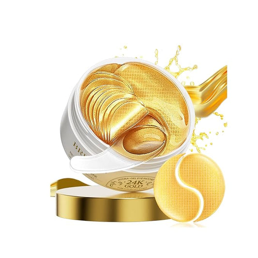 LANBENA 24K Gold Under Eye Patches(30 Pairs) -Cooling Eye Masks for Fine Lines Reduce, with Caffeine Niacinamide Tetrapeptide Hydra-Gel Collagen, Puffy Eyes & Dark Circles & Eye Bags Treatment