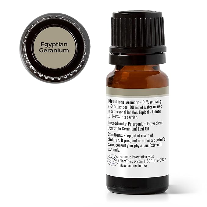 Plant Therapy Egyptian Geranium Essential Oil 100% Pure, Undiluted, Natural Aromatherapy, Therapeutic Grade 10 mL (1/3 oz)