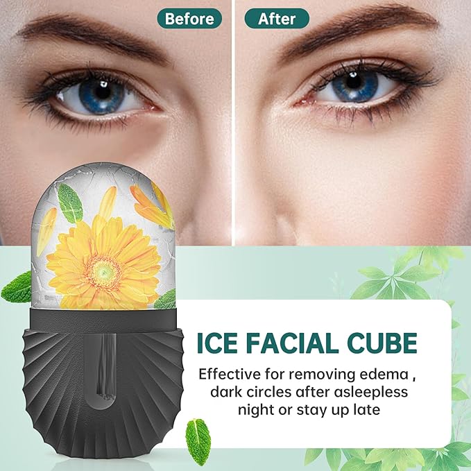 Ice Face Roller, Ice Cube Roller for Face，Facial Beauty Ice Roller Skin Care Tools,De-Puff Eye Bags, Reduce Migraine Pain（Black）