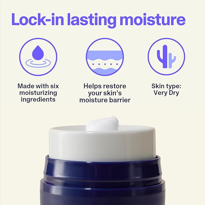 Curology Cream Moisturizer, Rich Hydrating Face Lotion for Dry Skin, with Shea Butter and Hyaluronic Acid, 1.7 fl oz